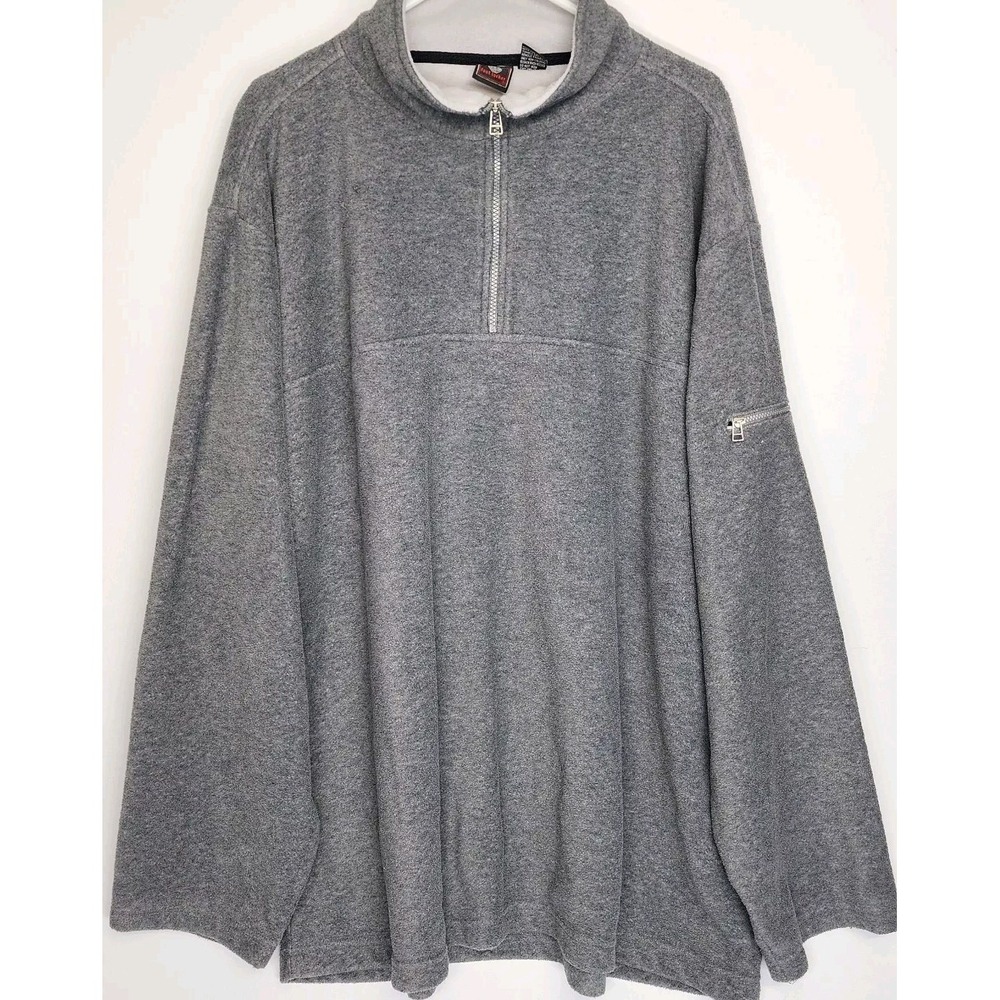 Vintage Mens XXXL FOOT LOCKER 1/4 Zip Mock Neck Gray Pullover Fleece